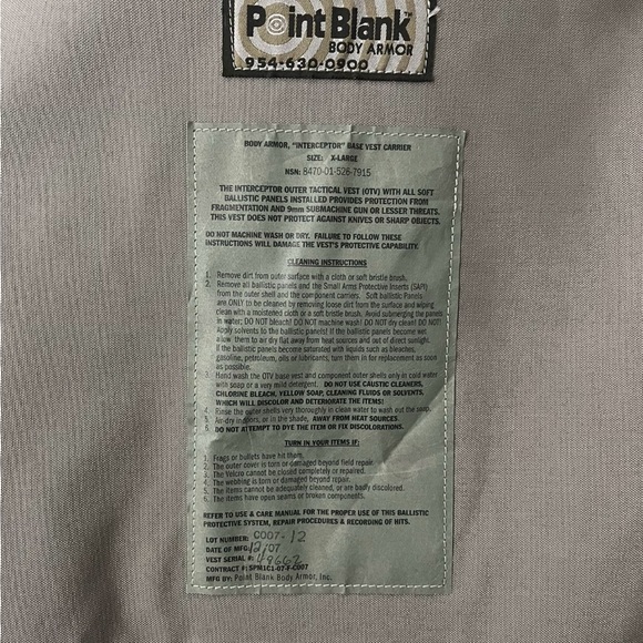 COPY - Point Blank Body Armor XL - Picture 7 of 7